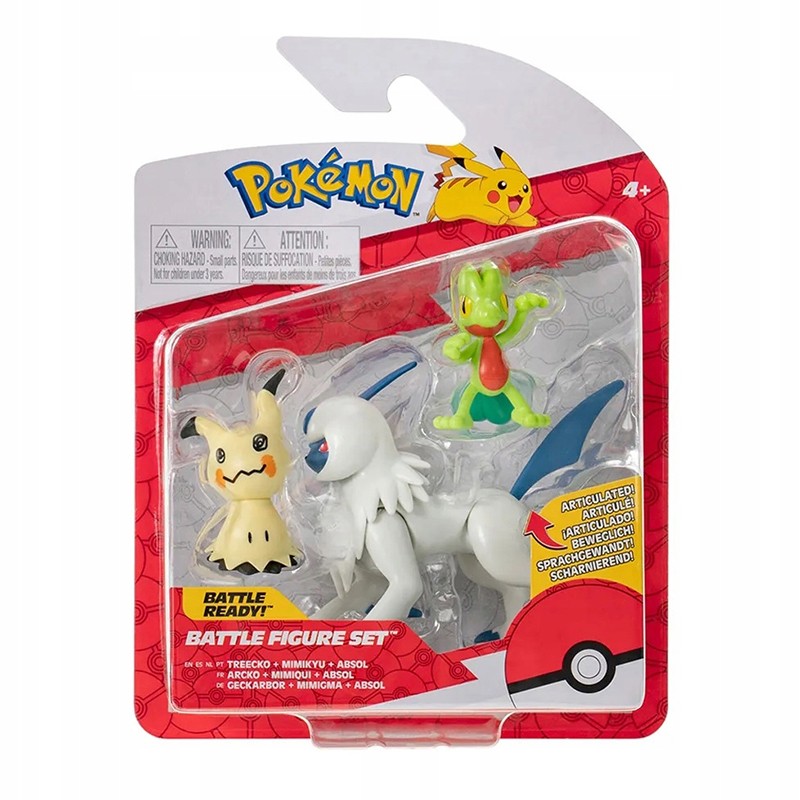 Pack 3 Pokemon Treecko, Mimikyu y Absol de la colección Clip and GO