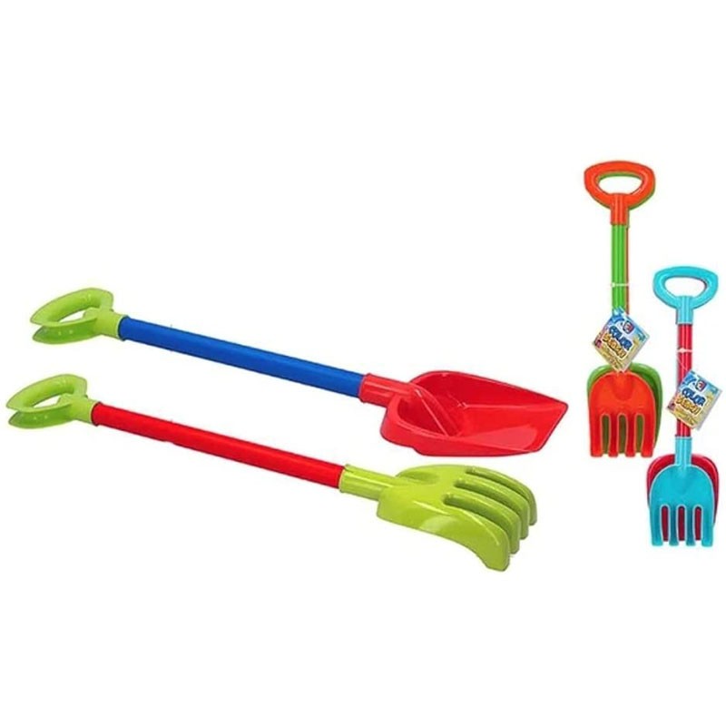 Pack pala y rastrillo de colores para jugar en la playa de 40 cm