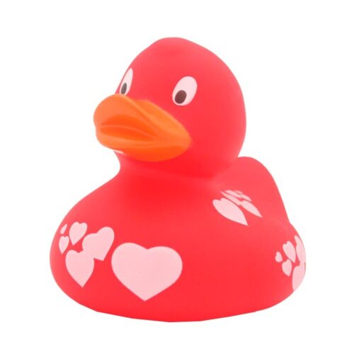 Pato de Goma Lilalu Rojo con Corazones Coleccionable de 9 cm LI2003