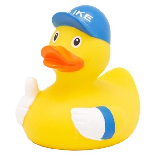 Pato de goma para baño con gorra azul like 8 cm de tamaño
