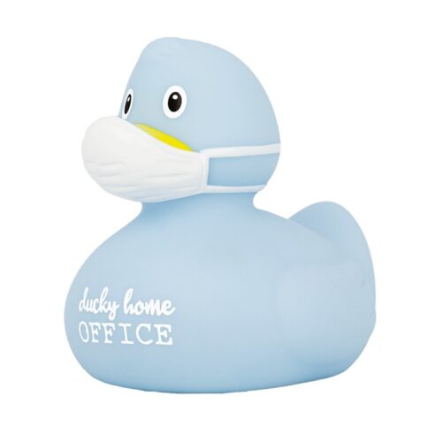 Pato de Goma Lilalu Ducky Home Office color Azul con Mascarilla LI2284