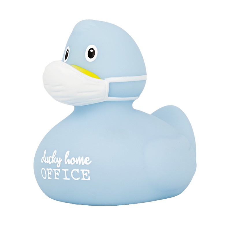 Pato de Goma Lilalu Ducky Home Office color Azul con Mascarilla LI2284