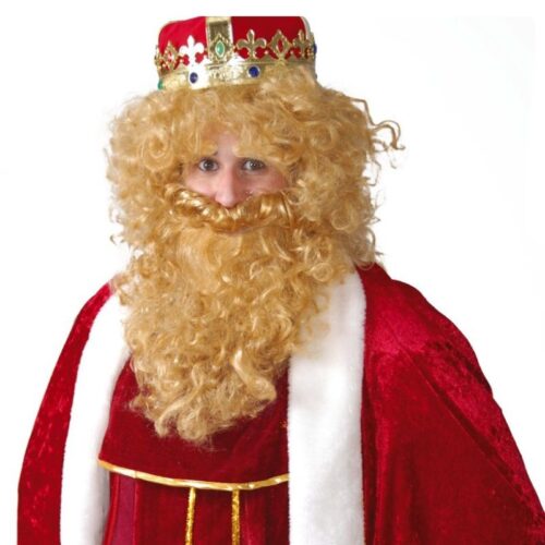 Peluca barba rubia larga ideal para Rey Mago 4864 GUIRCA