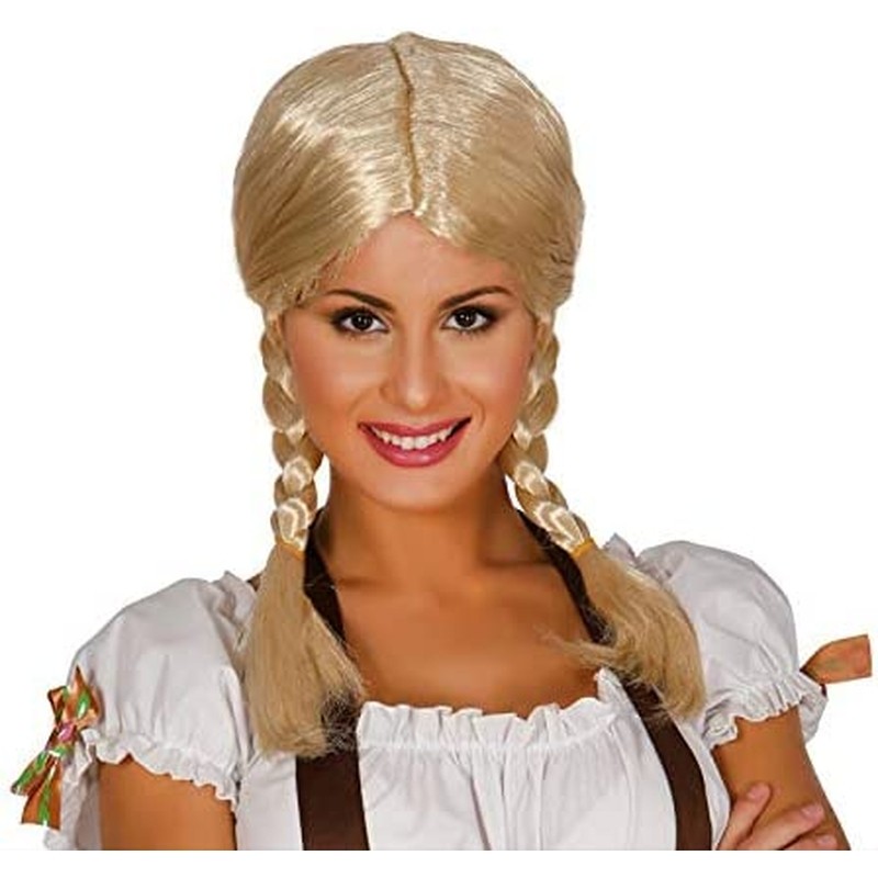 Peluca nórdica rubia con trenzas a media altura de talla única