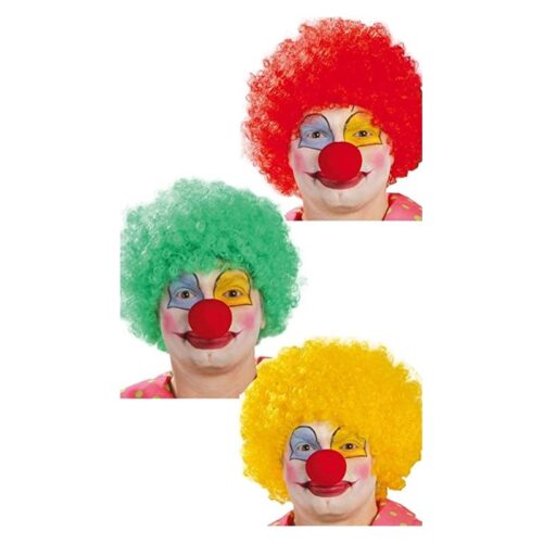 Peluca rizada de payaso multicolor de talla única