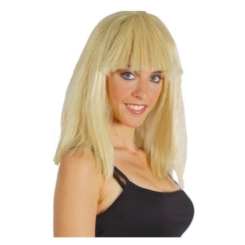 Peluca melena rubia de mujer con flequillo modelo Cleopatra