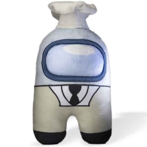 Among Us Peluche blanco de tripulante con ropa de cocinero de 20 cm