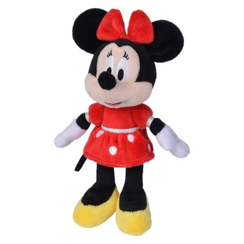 Peluche de 20 cm de Minnie Mouse de Disney con vestido y lazo rojo