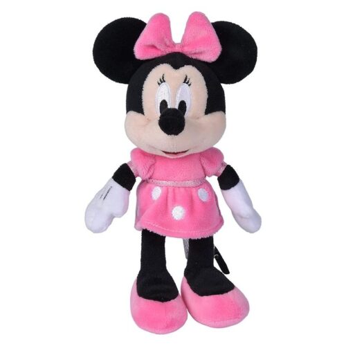 Peluche de 20 cm de Minnie Mouse de Disney con lazo y vestido rosa