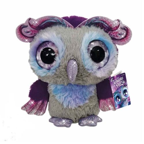 Peluche Louna con plumaje de color purpura y tacto suave de 20 cm