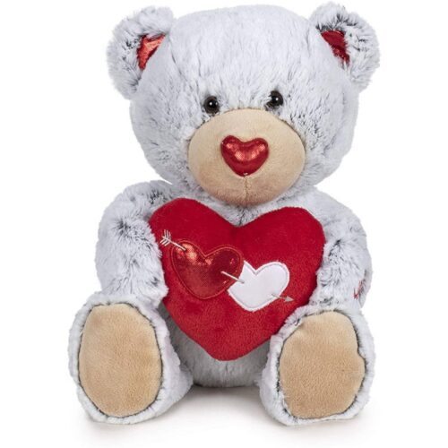 Peluche Love Oso Gris Corazón de 37 cm con sonidos