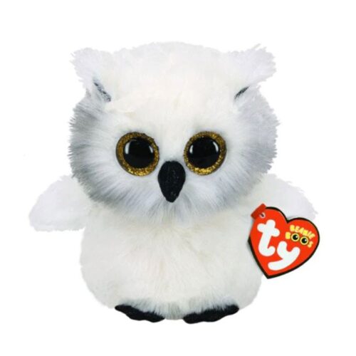Peluche de Austien el búho blanco con 15 cm de TY Beanie Boos