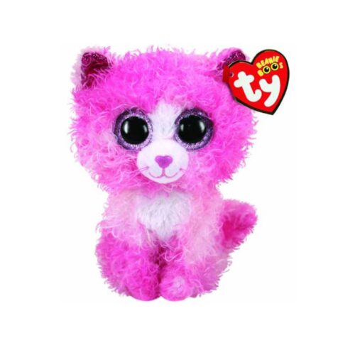 Peluche de Reagan el gato rosa de TY Beanie Boos con ojos grandes
