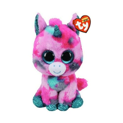 Peluche de Gumball el unicornio rosa con cuerno azul de TY Beanie Boos