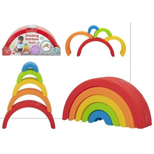 Juego con piezas encajables de colores para formar el arcoíris
