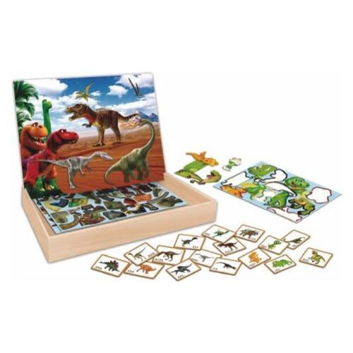 Juego infantil piezas magnéticas de madera de temática dinosaurios