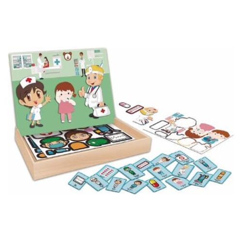 Juego infantil piezas magnéticas de madera de temática sobre la salud