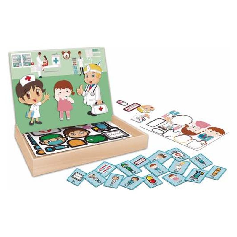 Juego infantil piezas magnéticas de madera de temática sobre la salud