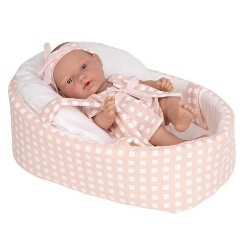 Muñeca Elegance Pillines de 26 cm vestido rosa y capazo de Arias 50618