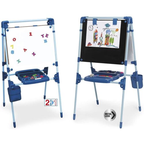 Pizarra infantil 2 en 1 de color azul para dibujar con 49 accesorios