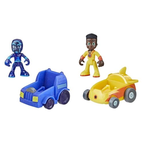Pk Masks pack de figuras Newton vs Night Ninja con dos mini vehículos