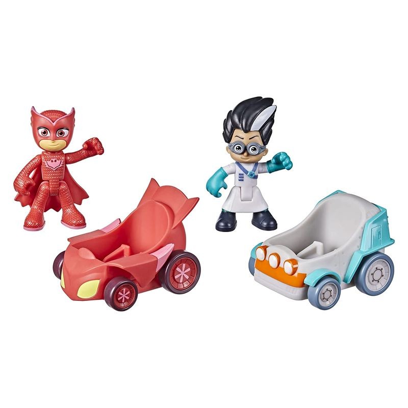 Pj Masks pack de figuras Owlette vs Romeo con dos mini vehículos