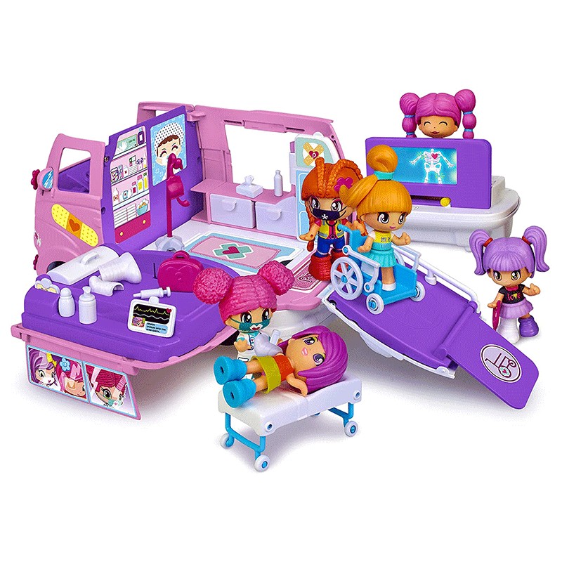 Pinypon Playset Socorro Ambulancia Equipada con Accesorios médicos