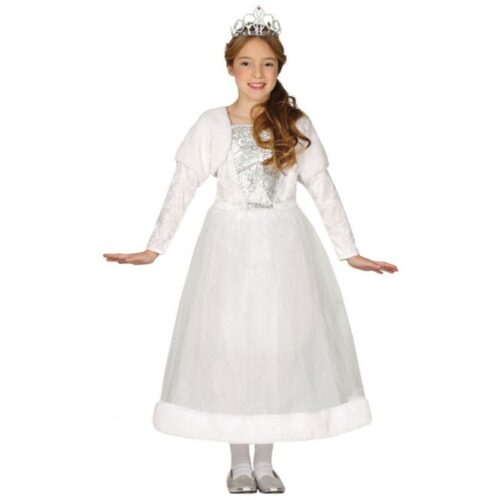 Disfraz de princesa blanca para niños de 3 a 4 años con vestido largo