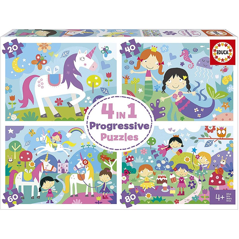 Puzzles progresivos 4 en 1 mundo fantasia - Educa 18905