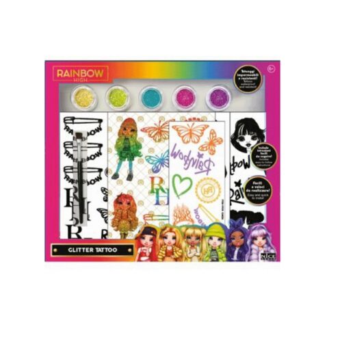 Rainbow set tattoo glitter accesorios