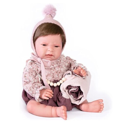 Muñeca Reborn Lea de 42 cm con mantita morada de Antonio Juan 80217