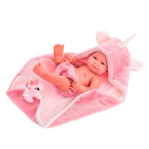 Muñecas Antonio Juan Recien Nacida Nica Unicornio con Peluche de 42 cm