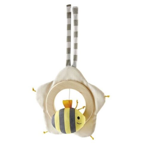 Reloj musical flor de madera y abeja billi para cuna o carrito de bebé