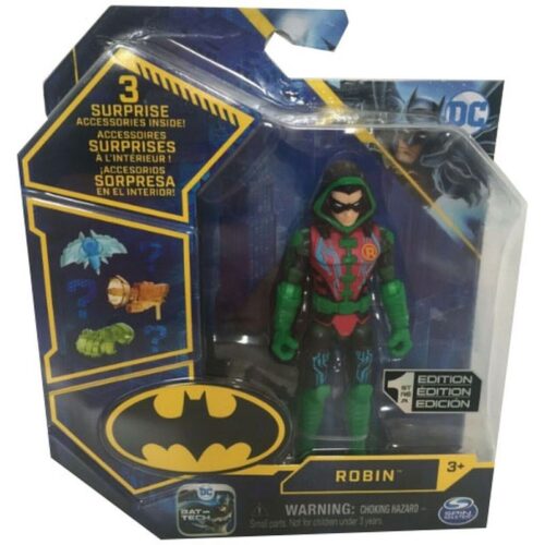 Robin Figura Bat Tech articulable de 10 cm con capa y gorro DC Comics
