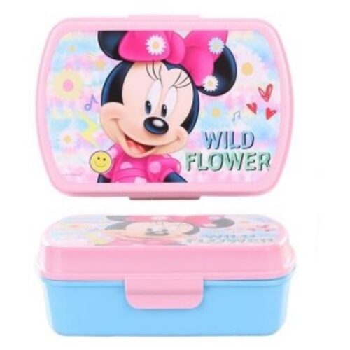 Sandwichera de Minnie de plástico en color rosa y celeste con cierre