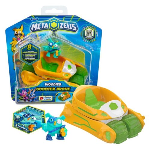 Pack de Scooter Drone amarillo de Metazells con figura de Sambran