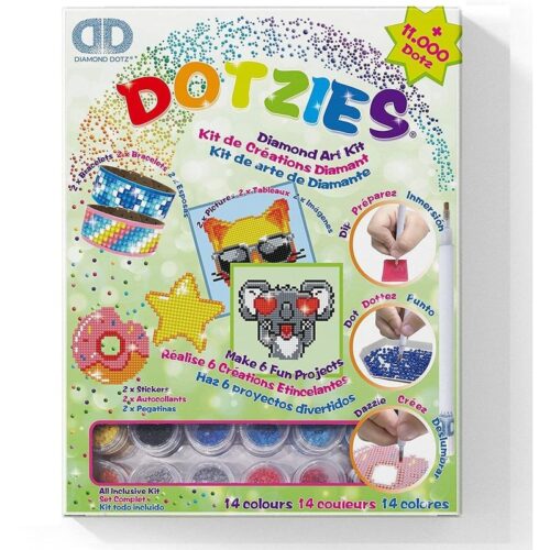 Kit de manualidades Diamond Dotzies con 6 modelos de color verde