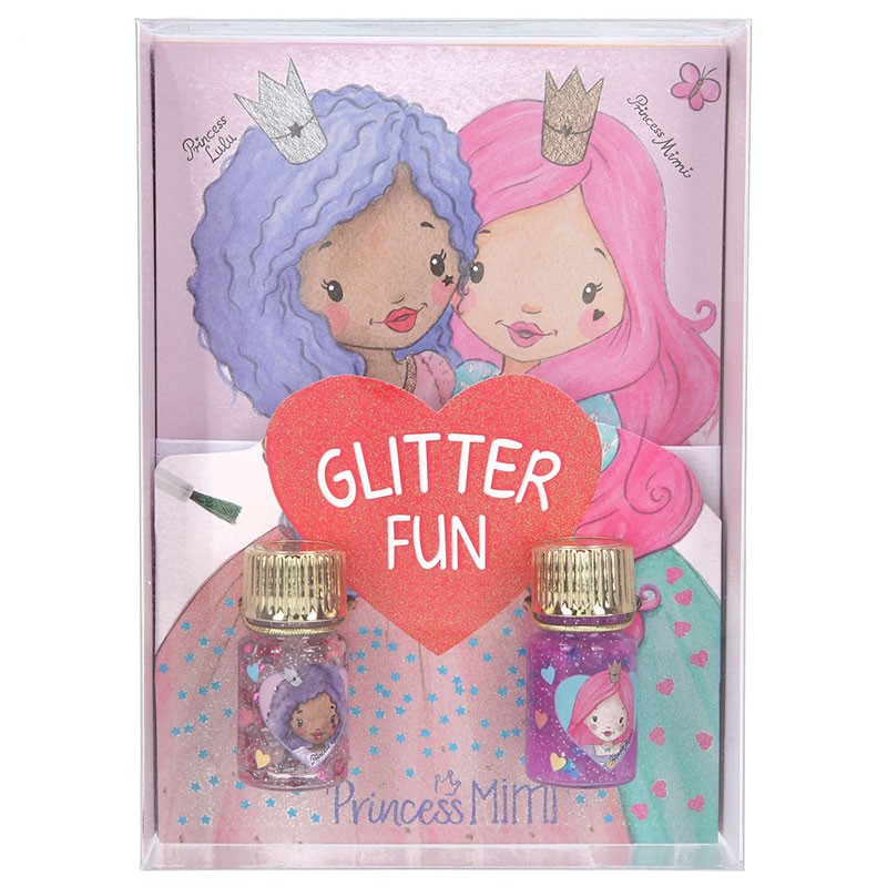 Princess Mimi Set creativo con pegamento con purpurina y 20 dibujos