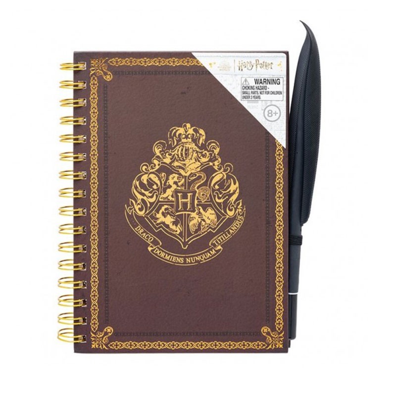 Set escolar con cuaderno y pluma de Harry Potter con logo hogwarts