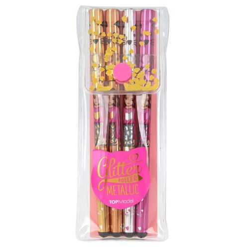 Set de 4 rotuladores metálicos de gel TopModel de Depesche con funda