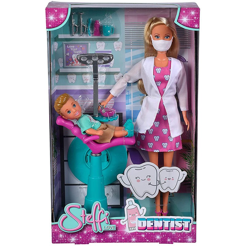 Set Dentista de muñeca Steffi Love con sillón dental y paciente Tommy