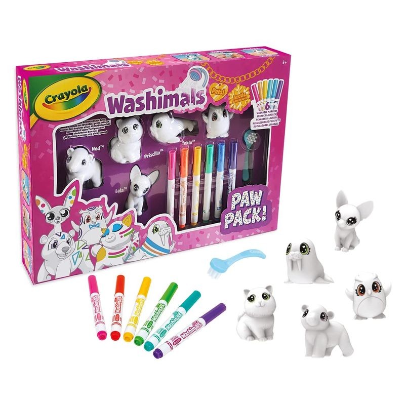 Set de dibujo Washimals con cinco mascotas dibujables multicolor