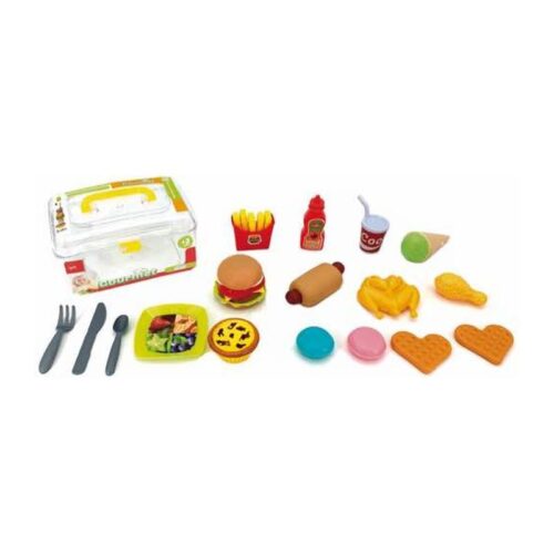 Set de productos para cocinitas edición hamburguesería con 29 piezas