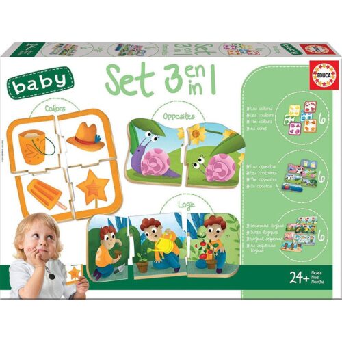 Set Baby 3 en 1 juegos educativos de lógica colores y formas de Educa