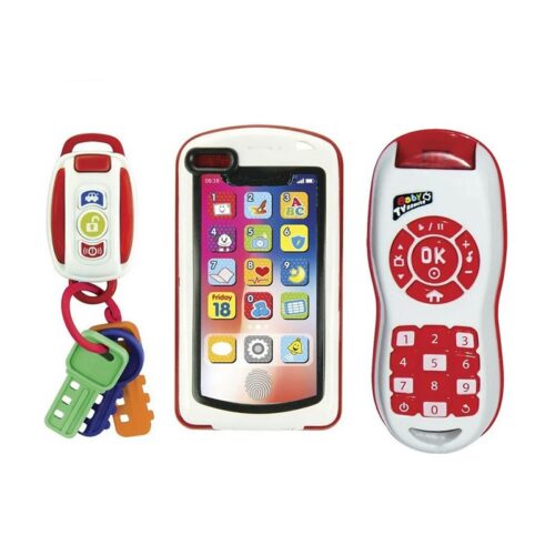 Set con movil, llavero y mando infantil con luces y sonidos