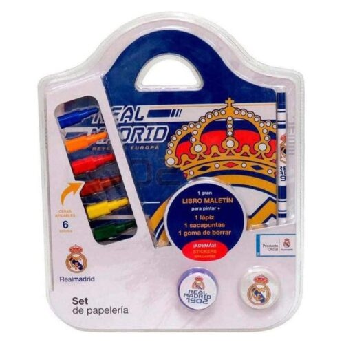 Set de papelería del Real Madrid con libro para pintar y pegatinas