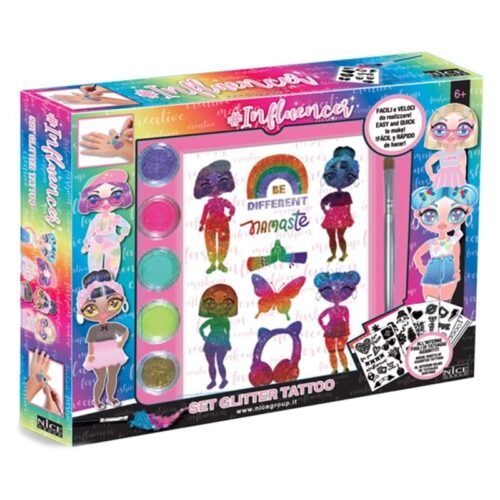 Set de tatuajes y purpurina en polvo Influencer especial para niños