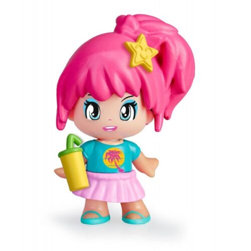 Muñeca Pinypon con pelo rosa y bebida Summer Time de la Serie 12