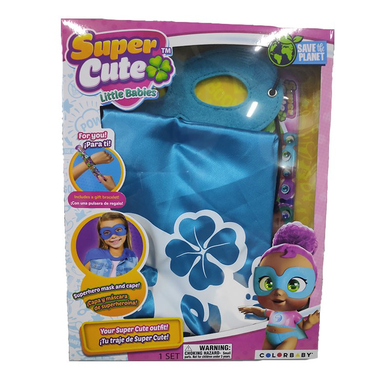 Disfraz para niñas de Super Cute color azul con capa y antifaz