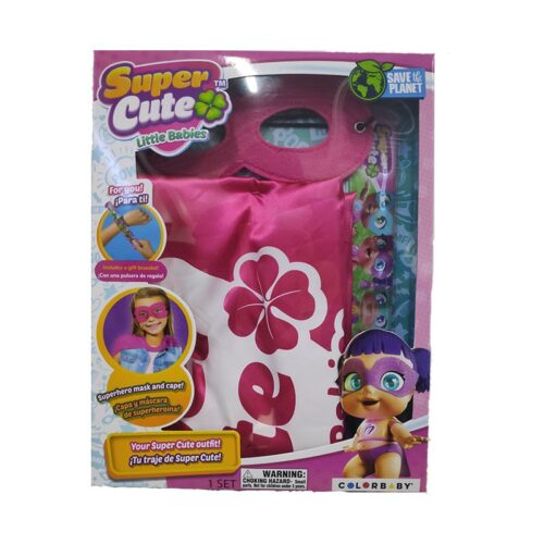 Disfraz para niñas color rosa con capa y antifaz de Super Cute